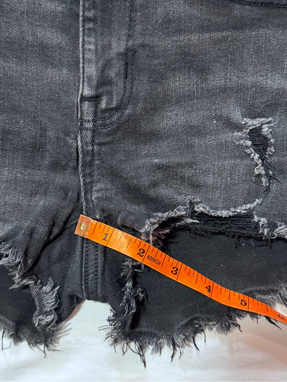 American Eagle Outfitters High-Rise Shortie Black Jean Frayed Hem 000 - Picture 8 of 8